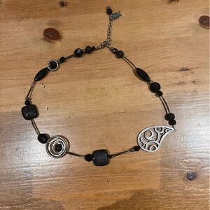 Black beaded and Silver necklace